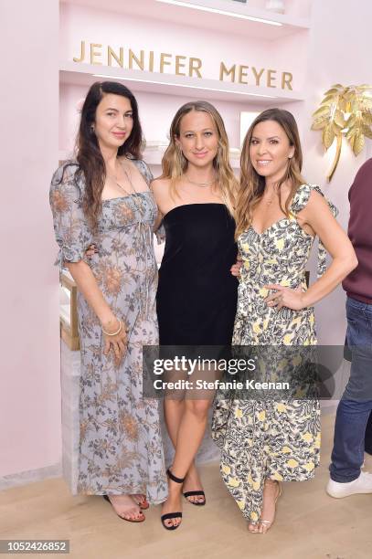 Shiva Rose, Jennifer Meyer and Monique Lhuillier attend Jennifer Meyer Celebrates First Store Opening in Palisades Village At The Draycott With...