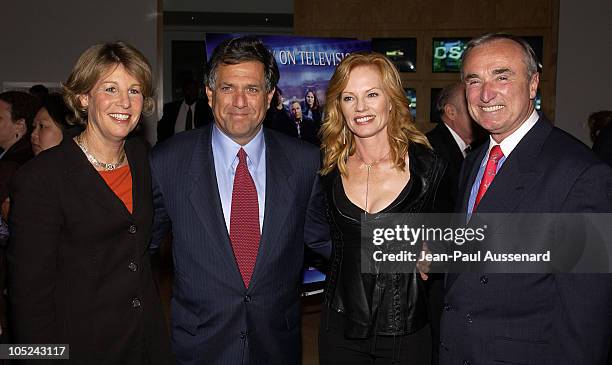Nancy Tellem, President CBS Entertainment, Leslie Moonves, CEO and Chairman CBS, Marg Helgenberger and Los Angeles Chief of Police William Bratton