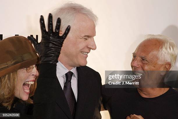 Diane Keaton, Steve Martin, and Giorgio Armani during Giorgio Armani Receives The First Rodeo Drive Walk Of Style Award - Arrivals at Rodeo Drive...