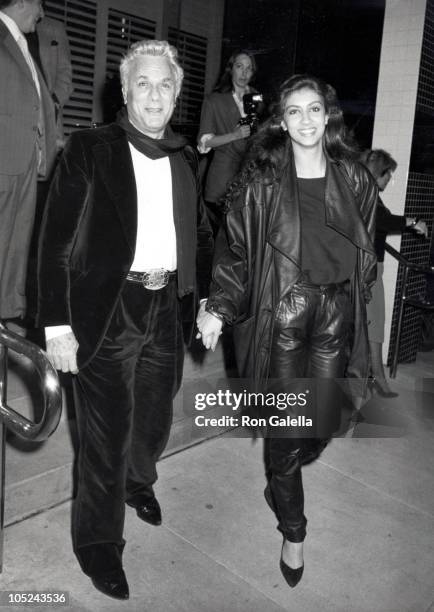 Tony Curtis and Alice Cox during Outside Nicky Blair Restaurant at Nicky Blair Restaurant in Los Angeles, California, United States.