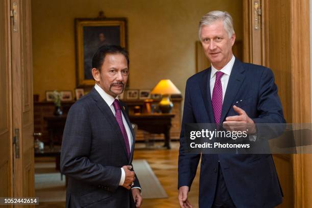 Brussels, Belgium OCTOBER 18 2018 - Audience du Roi avec le Sultan du Brunei, Haji Hassanal Bolkiah Mu'izzaddin Waddaulah - Audiëntie van de Koning...