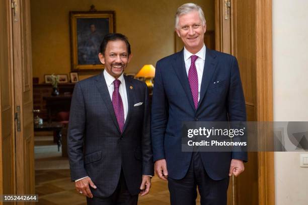 Brussels, Belgium OCTOBER 18 2018 - Audience du Roi avec le Sultan du Brunei, Haji Hassanal Bolkiah Mu'izzaddin Waddaulah - Audiëntie van de Koning...