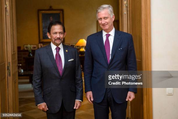 Brussels, Belgium OCTOBER 18 2018 - Audience du Roi avec le Sultan du Brunei, Haji Hassanal Bolkiah Mu'izzaddin Waddaulah - Audiëntie van de Koning...