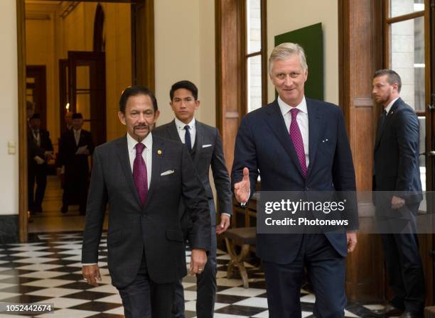 Brussels, Belgium OCTOBER 18 2018 - Audience du Roi avec le Sultan du Brunei, Haji Hassanal Bolkiah Mu'izzaddin Waddaulah - Audiëntie van de Koning...