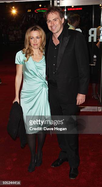 Gillian Anderson attends the premiere of Never Let Me Go held at The Odeon Leicester Square on October 13, 2010 in London, England.