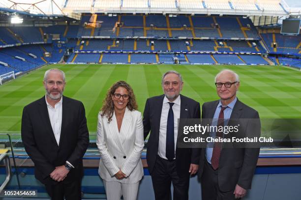 Director Eugene Tenenbaum, Sonia Gomes de Mesquita, Robert Singer and Chairman Bruce Buck at the Pitch For Hope Event at Stamford Bridge on October...