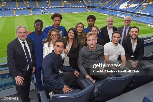 Director Eugene Tenenbaum, Robert Singer, Chairman Bruce Buck and Academy players Jon Russell, Clinton Mola and Marcel Lavinier with the winners from...