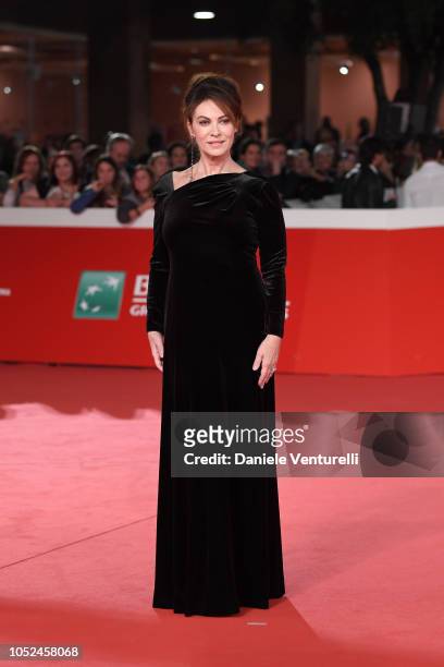 Elena Sofia Ricci walks the red carpet ahead of the "Bad Times At The El Royale " screening during the 13th Rome Film Fest at Auditorium Parco Della...