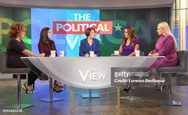 Senator Amy Klobuchar is the guest today, Thursday, October 18, 2018. "The View" airs Monday-Friday on the Walt Disney Television via Getty Images...