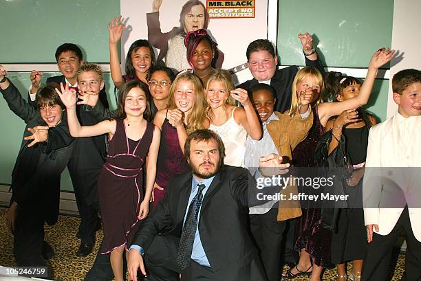 Jack Black with School Children during "School of Rock" Premiere - Arrivals at Cinerama Dome in Hollywood, California, United States.