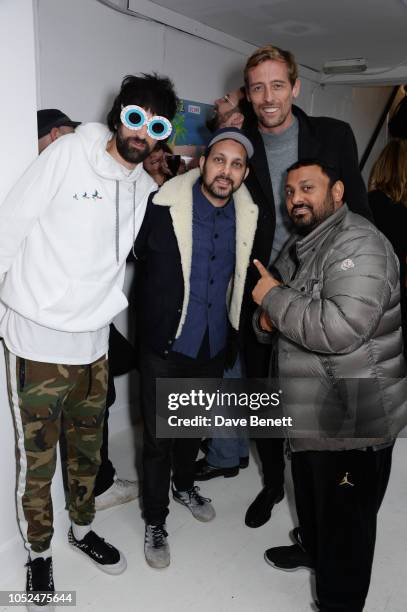 Serge Pizzorno, Dynamo, Peter Crouch and Prince Naseem Hamed attend a private view of "Daft Apeth" by Serge Pizzorno of Kasabian at No Ho Showrooms...