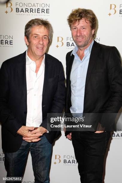 Stephane Hillel and Richard Caillat attend "Skorpios au Loin" Theater Play, Prize 2018 of Fondation Barriere at Theatre Bouffes Parisiens on October...