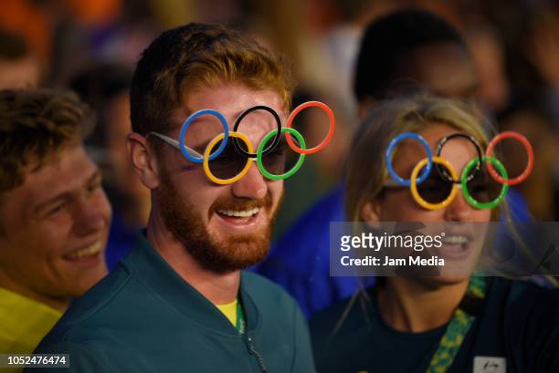 Australians athletes celebrate on day 12 during the closing ceremony of Buenos Aires 2018 Youth Olympic Games at Youth Olympic Park Villa Soldati on...