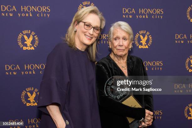 Actress Meryl Streep and Costume Designer Honoree Ann Roth attend the 2018 Directors Guild of America Honors at DGA Theater on October 18, 2018 in...