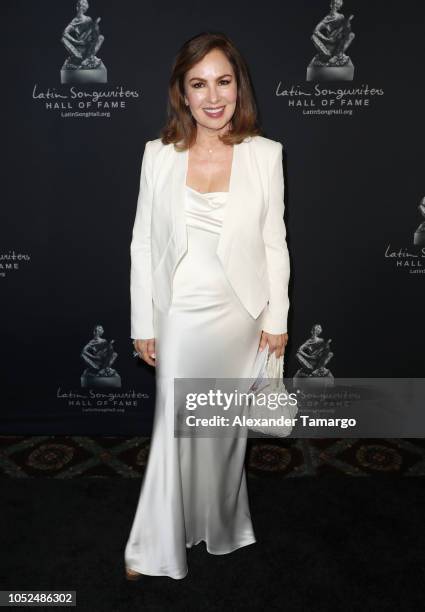 Nydia Caro is seen at the 6th Annual Latin Songwriters Hall Of Fame La Musa Awards at James L Knight Center on October 18, 2018 in Miami, Florida.