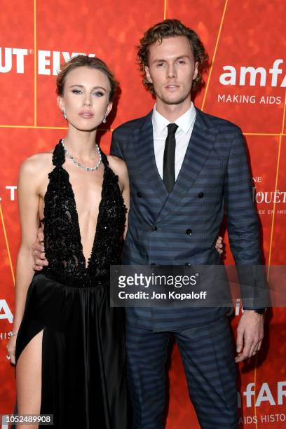 Tessa Hilton and Barron Hilton attend the amfAR Gala Los Angeles 2018 at Wallis Annenberg Center for the Performing Arts on October 18, 2018 in...