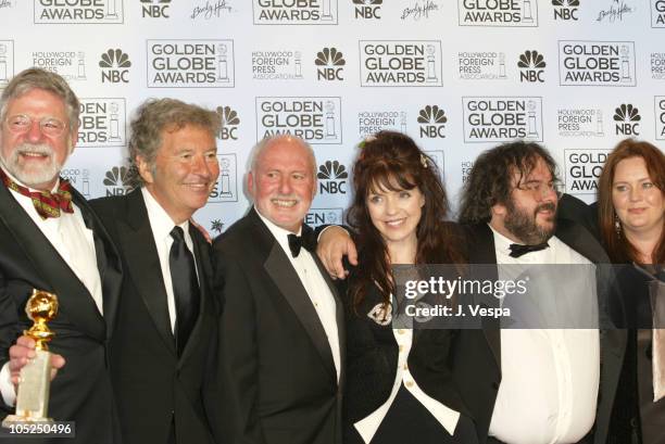 The cast and crew of "The Lord of The Rings: The Return of The King," winner for Best Motion Picture, Drama. Director Peter Jackson second right right