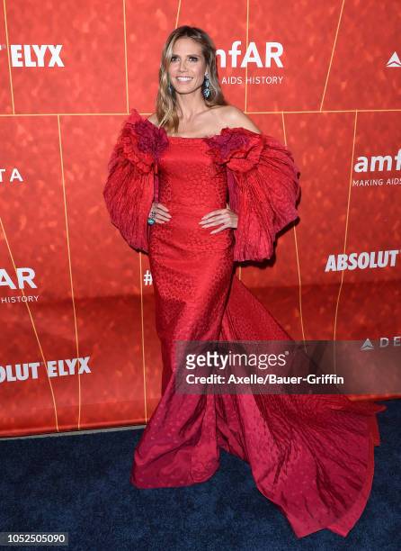 Heidi Klum attends the amfAR Gala Los Angeles 2018 at Wallis Annenberg Center for the Performing Arts on October 18, 2018 in Beverly Hills,...
