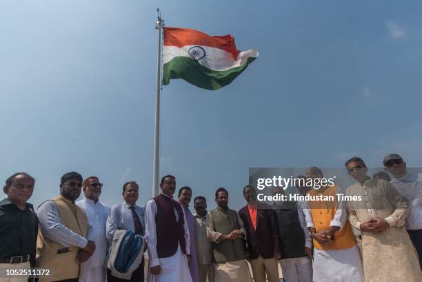 Union Minister for Minority Affairs Mukhtar Abbas Naqvi unfurled Indias highest tricolour on the terrace of the majestic Haj House, on October 17,...