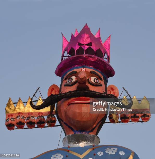The effigy of Ravan stand at Ramlila ground Patparganj on October 18, 2018 in New Delhi, India.