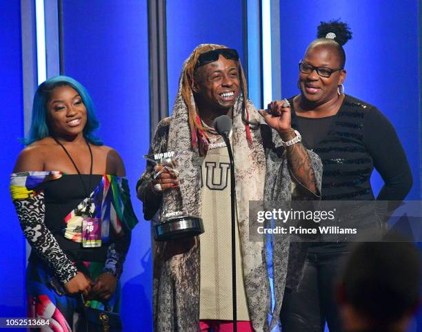 Reginae Carter, Lil Wayne and Jacida Carter attend at the BET Hip Hop Awards 2018 at Fillmore Miami Beach on October 6, 2018 in Miami Beach, Florida.