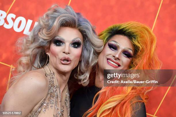 Willam Belli and Rhea Litre attend the amfAR Gala Los Angeles 2018 at Wallis Annenberg Center for the Performing Arts on October 18, 2018 in Beverly...