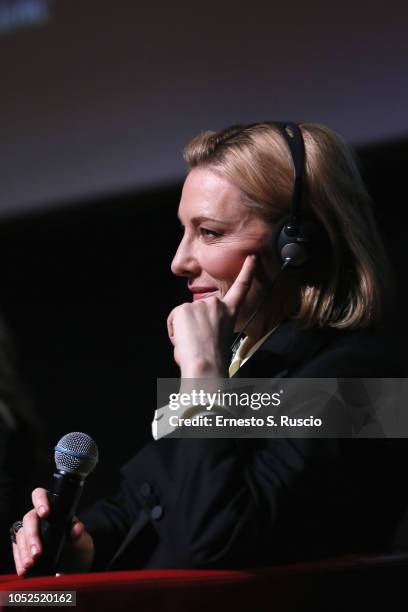 Cate Blanchett attends the "The House With A Clock In Its Walls" press conference during the 13th Rome Film Fest at Auditorium Parco Della Musica on...