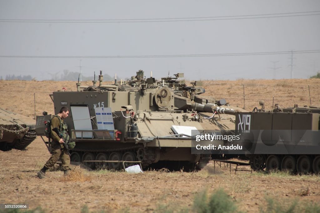 Israeli forces deployed at Gaza border
