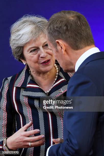 - Sommet Asie-Europe - Top Azië-Europa Family photo * Theresa May * Donald Tusk Brussels Belgium OCTOBER 19 2018 pict. By Frederic Sierakowski / Pool...