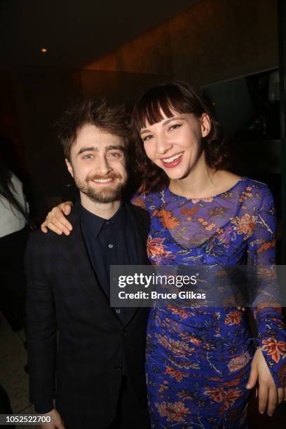 Daniel Radcliffe and girlfriend Erin Darke pose at the opening night after party for the new hit play "The Lifespan of A Fact" on Broadway at...