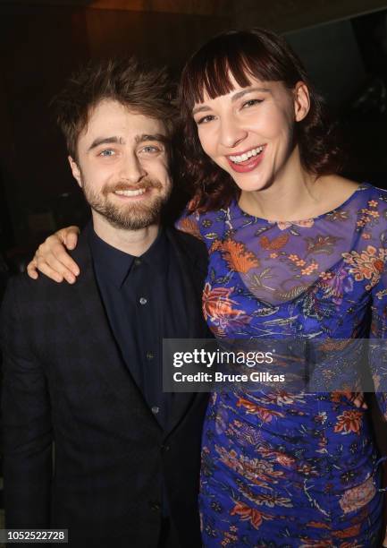 Daniel Radcliffe and girlfriend Erin Darke pose at the opening night after party for the new hit play "The Lifespan of A Fact" on Broadway at...