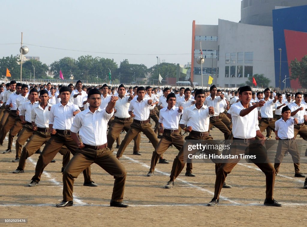 RSS workers showing their skills on the occasion of Vijay Dashmi ...