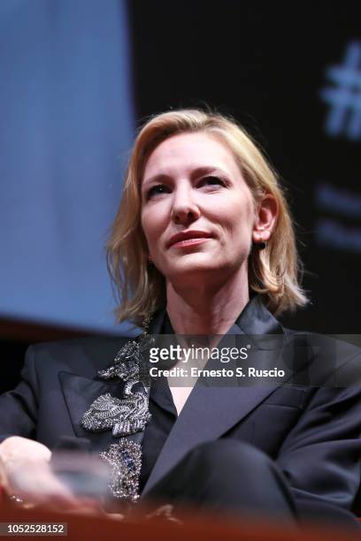 Cate Blanchett meets the audience during the 13th Rome Film Fest at Auditorium Parco Della Musica on October 19, 2018 in Rome, Italy.