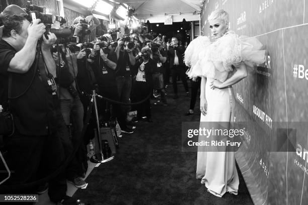 Honoree Katy Perry attends the amfAR Gala Los Angeles 2018 at Wallis Annenberg Center for the Performing Arts on October 18, 2018 in Beverly Hills,...