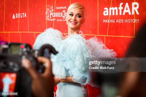 Honoree Katy Perry attends the amfAR Gala Los Angeles 2018 at Wallis Annenberg Center for the Performing Arts on October 18, 2018 in Beverly Hills,...