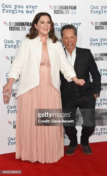 Melissa McCarthy and Richard E. Grant attend the UK Premiere & Headline gala screening of "Can You Ever Forgive Me?" during the 62nd BFI London Film...