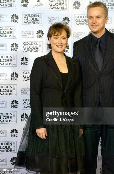 Meryl Streep, winner of the Golden Globe for Best Performance by an Actress in a Mini-Series: "Angels in America" and Tim Robbins, winner of Best...