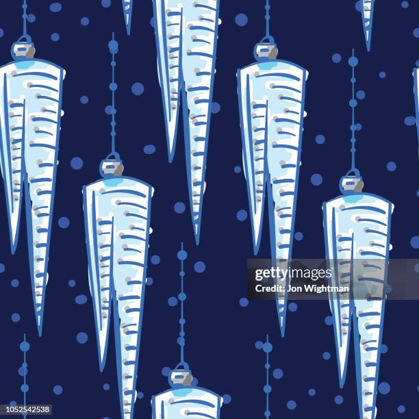 hand drawn christmas ornament seamless pattern - icicles stock illustrations