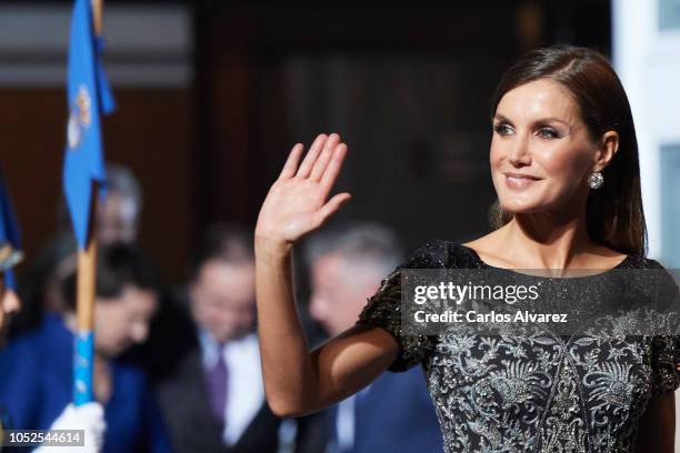 Queen Letizia of Spain attends the 2018 Princess of Asturias Awards at the Campoamor Teather on October 19, 2018 in Oviedo, Spain.