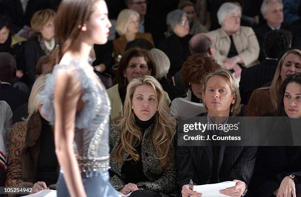 Cornelia Guest and Carson Kressley during Olympus Fashion Week Fall 2004 - Badgley Mischka - Front Row and Backstage at The Promenade at Bryant Park...