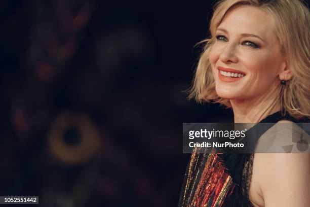 Cate Blanchett walks the red carpet ahead of the 'The House With A Clock In Its Walls' screening during the 13th Rome Film Fest at Auditorium Parco...
