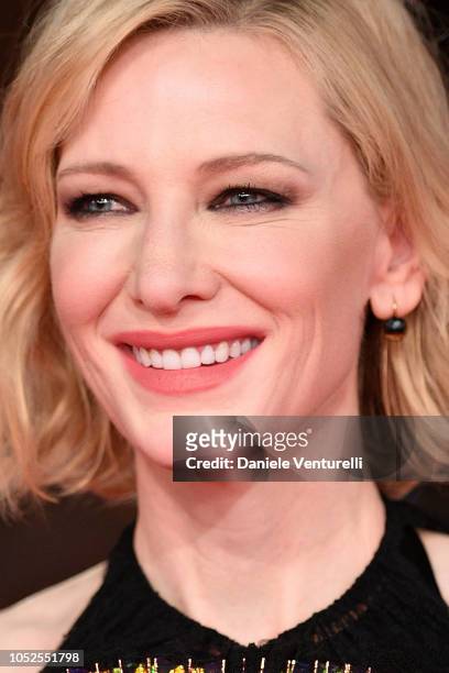 Cate Blanchett walks the red carpet ahead of the "The House With A Clock In Its Walls" screening during the 13th Rome Film Fest at Auditorium Parco...