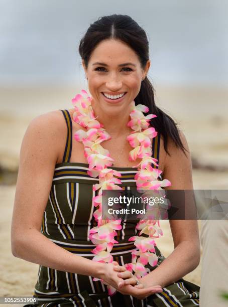 Meghan, Duchess of Sussex visits Bondi beach on October 19, 2018 in Sydney, Australia. The Duke and Duchess of Sussex are on their official 16-day...