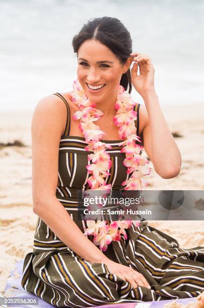 Meghan, Duchess of Sussex visits Bondi beach on October 19, 2018 in Sydney, Australia. The Duke and Duchess of Sussex are on their official 16-day...