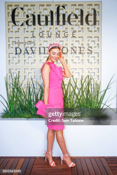 Brooke Meredith attends 2018 Caulfield Cup Day at Caulfield Racecourse on October 20, 2018 in Melbourne, Australia.