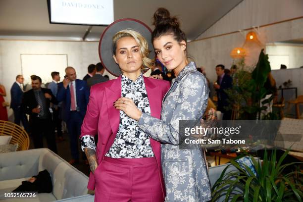Moana Hope and Isabella Carlstrom attends 2018 Caulfield Cup Day at Caulfield Racecourse on October 20, 2018 in Melbourne, Australia.