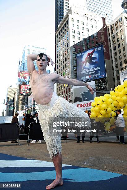 Lead dancer Jonathan Ollivier poses during "Matthew Bourne's Swan Lake" cast photocall in Times Square on October 13, 2010 in New York City.