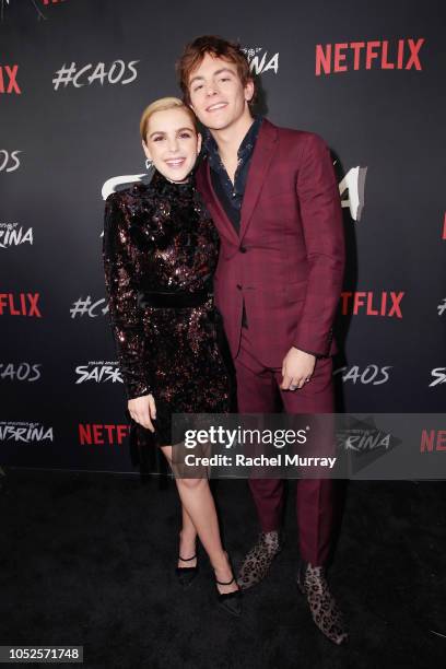 Kiernan Shipka and Ross Lynch attend Netflix Original Series "Chilling Adventures of Sabrina" red carpet and premiere event on October 19, 2018 in...