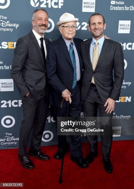 Producers David Kohan, Norman Lear, and Max Mutchnick arrive at the GLSEN Respect Awards at the Beverly Wilshire Four Seasons Hotel on October 19,...