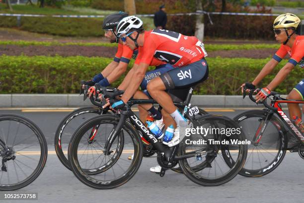 Manuele Boaro of Italy and Team Bahrain-Merida / Gianni Moscon of Italy and Team Sky Red Leader Jersey / during the 2nd Tour Of Guangxi 2018, Stage 5...